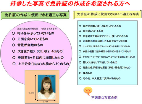 持参した写真で免許証の作成を希望される方へ