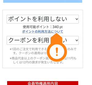 1000pt未満は使えないのに使用可能ポイント340pt