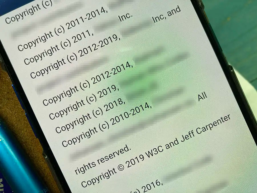 過剰と思われる著作権表示例